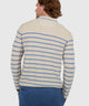 Westport Black Long Sleeve Striped V-Neck Polo Knit Shirt