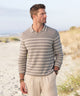 Westport Black Long Sleeve Striped V-Neck Polo Knit Shirt