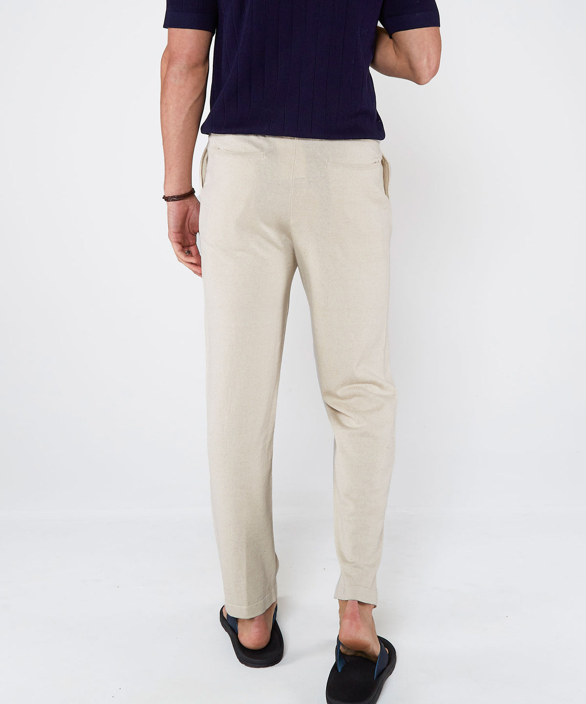 Westport Black Linen-Cotton Knit Pants, Men's Big & Tall