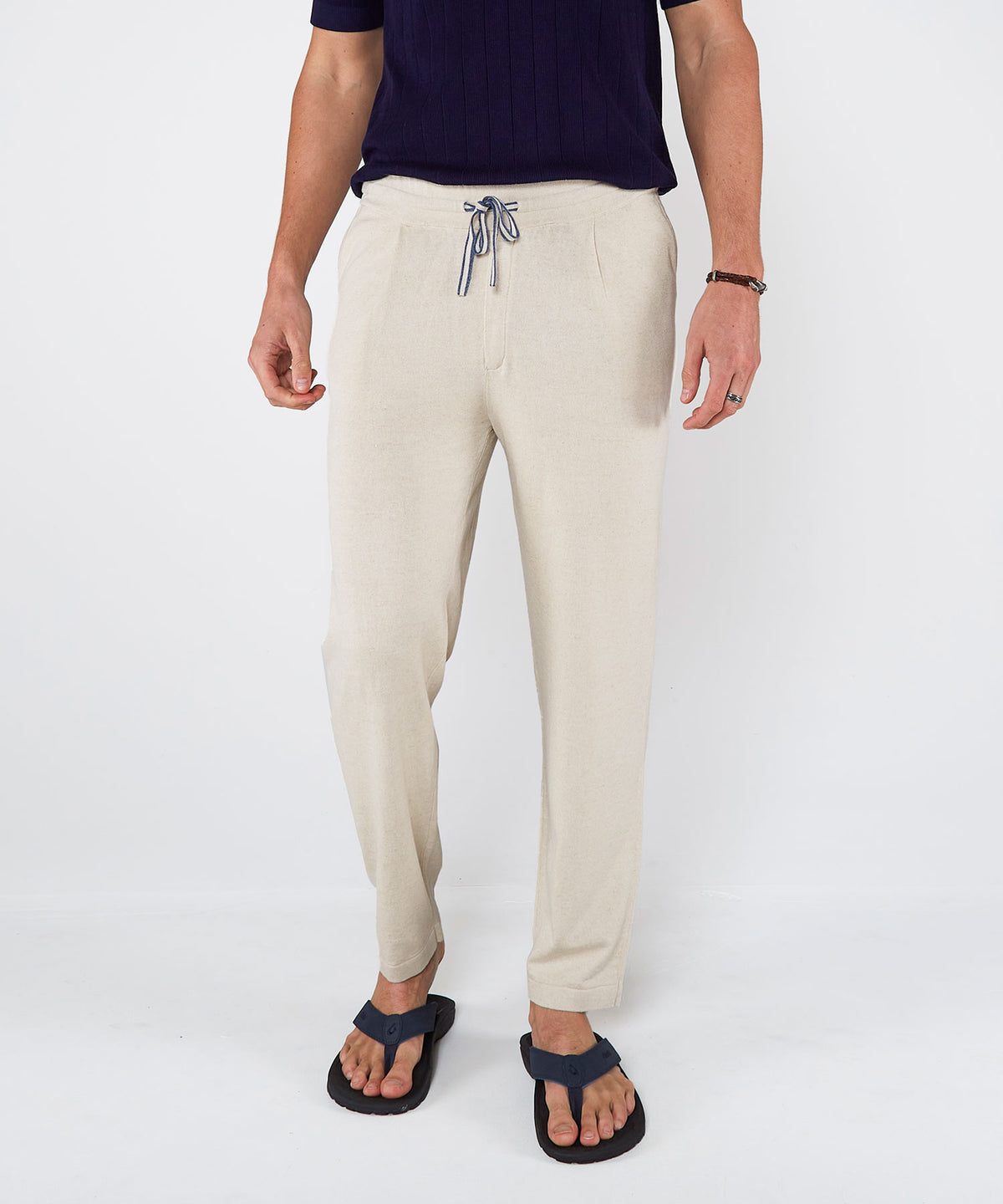 Westport Black Linen-Cotton Knit Pants, Men's Big & Tall