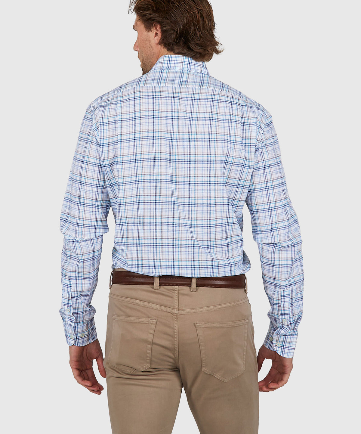 Westport Black Long Sleeve Semi Spread Button Under Collar Plaid Sport Shirt, Men's Big & Tall