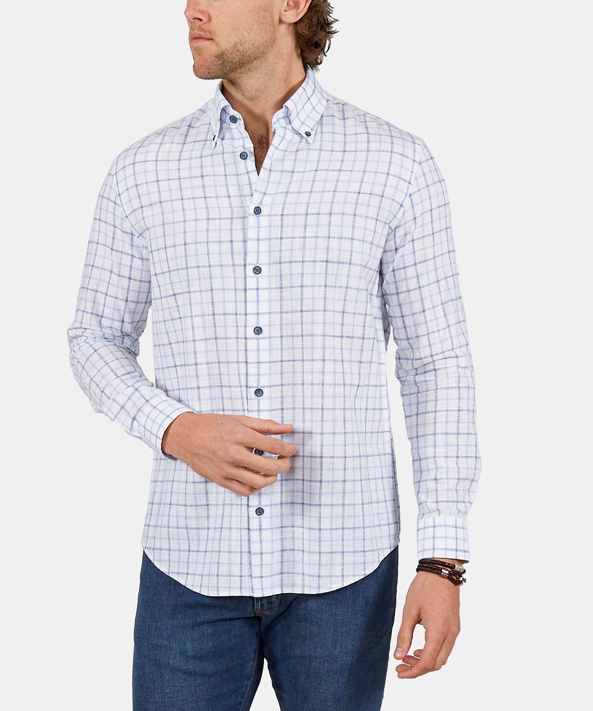 Westport Black Long Sleeve Button Down Collar Plaid Sport Shirt, Men's Big & Tall
