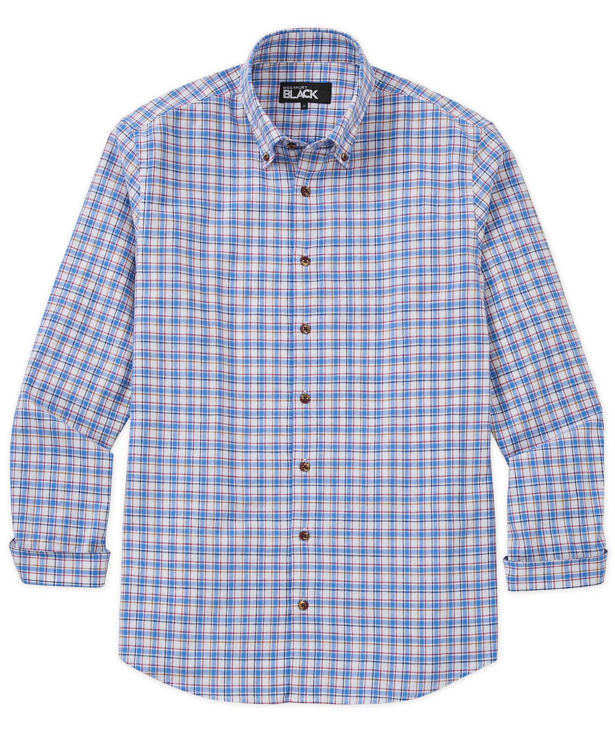 Westport Black Long Sleeve Button Down Collar Plaid Sport Shirt, Men's Big & Tall