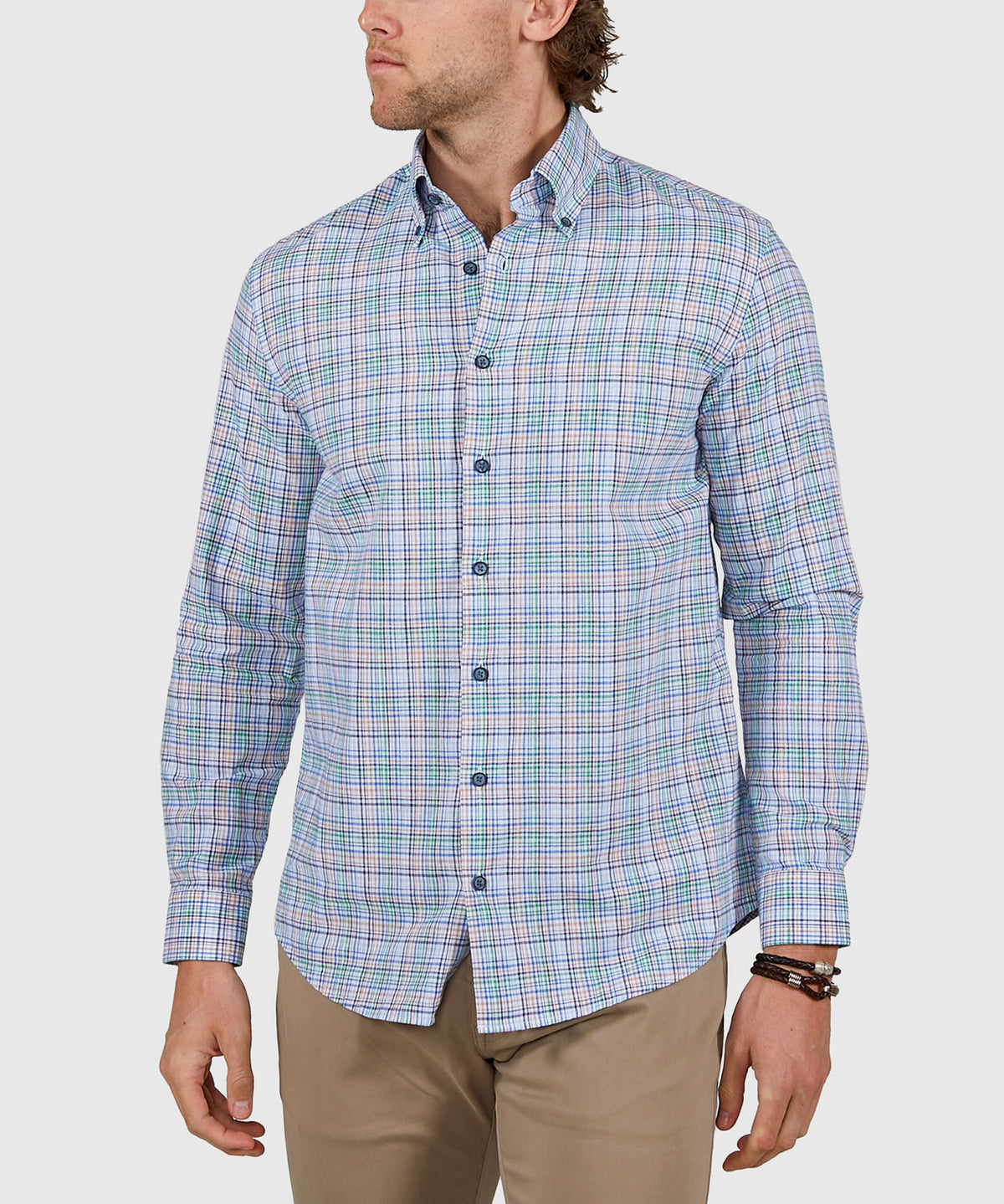 Westport Black Long Sleeve Button Down Collar Plaid Sport Shirt, Men's Big & Tall