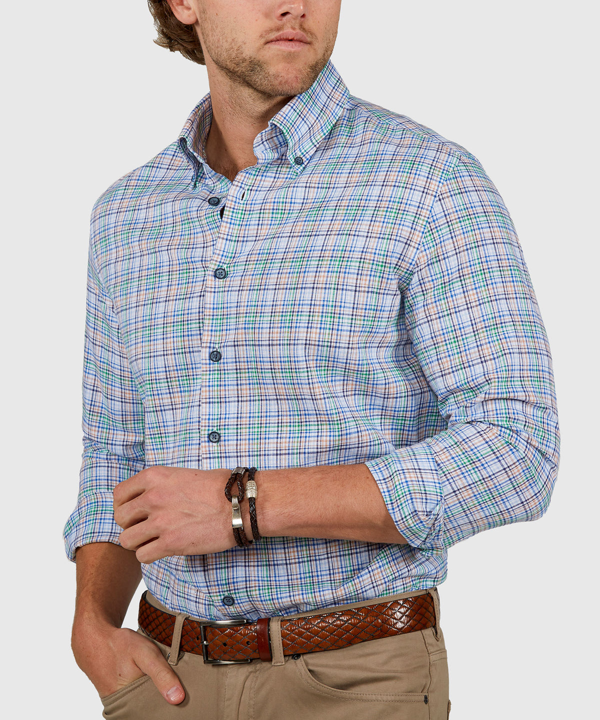 Westport Black Long Sleeve Button Down Collar Plaid Sport Shirt, Men's Big & Tall