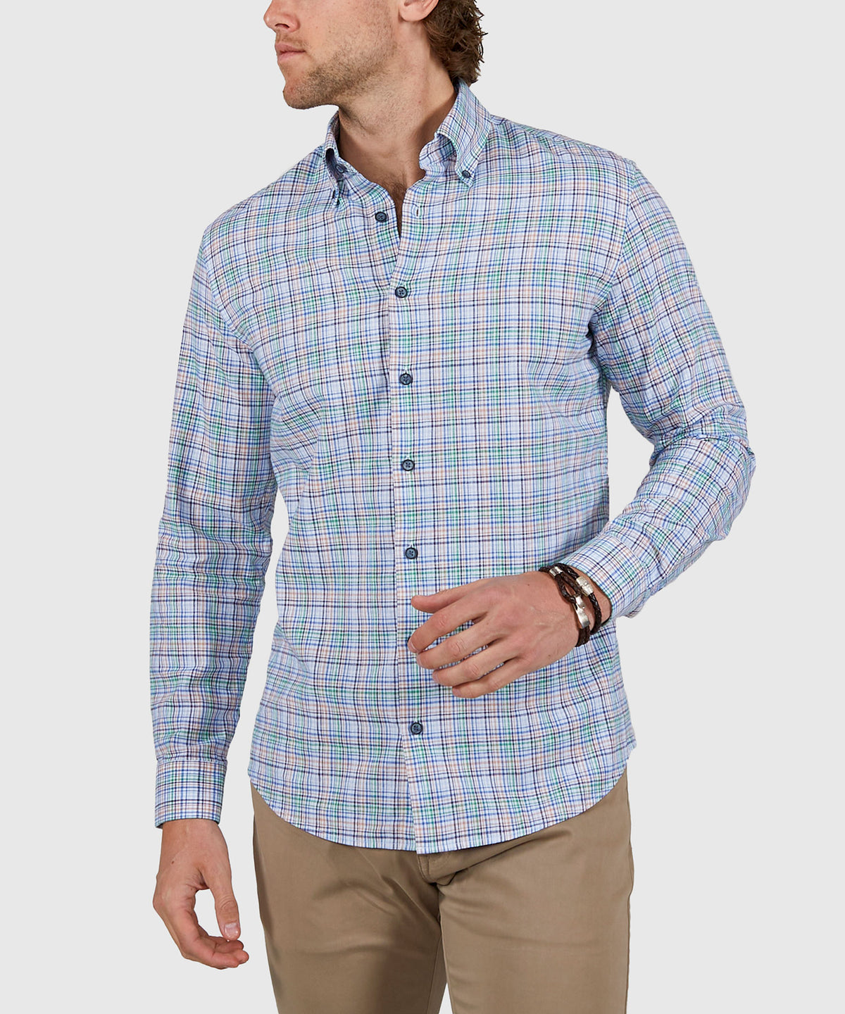 Westport Black Long Sleeve Button Down Collar Plaid Sport Shirt, Men's Big & Tall