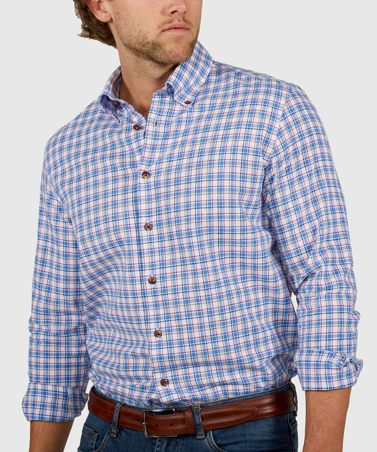 Westport Black Long Sleeve Button Down Collar Plaid Sport Shirt, Men's Big & Tall