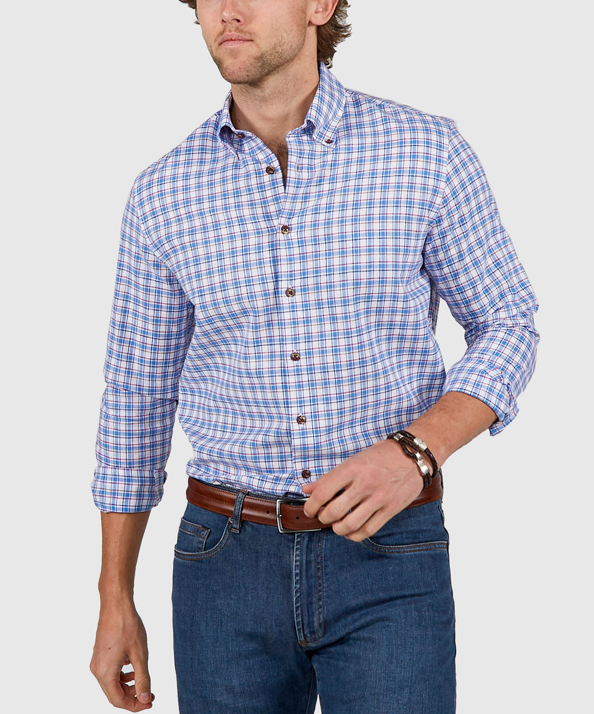 Westport Black Long Sleeve Button Down Collar Plaid Sport Shirt, Men's Big & Tall