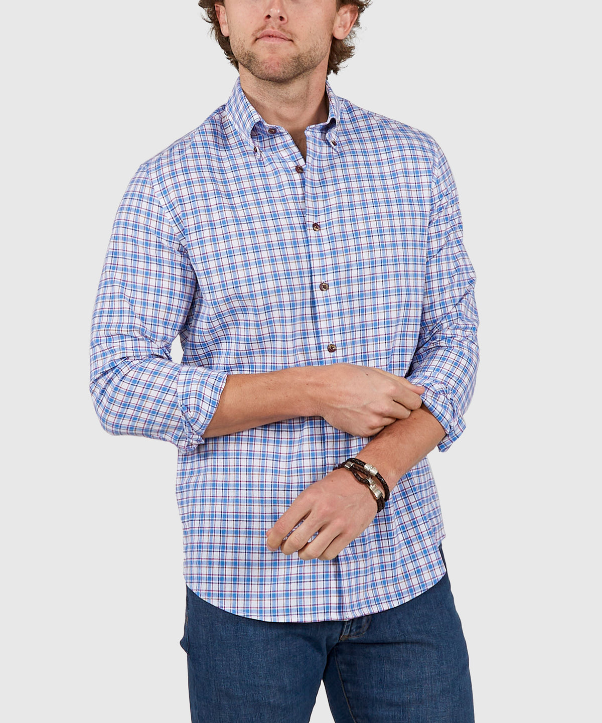 Westport Black Long Sleeve Button Down Collar Plaid Sport Shirt, Men's Big & Tall