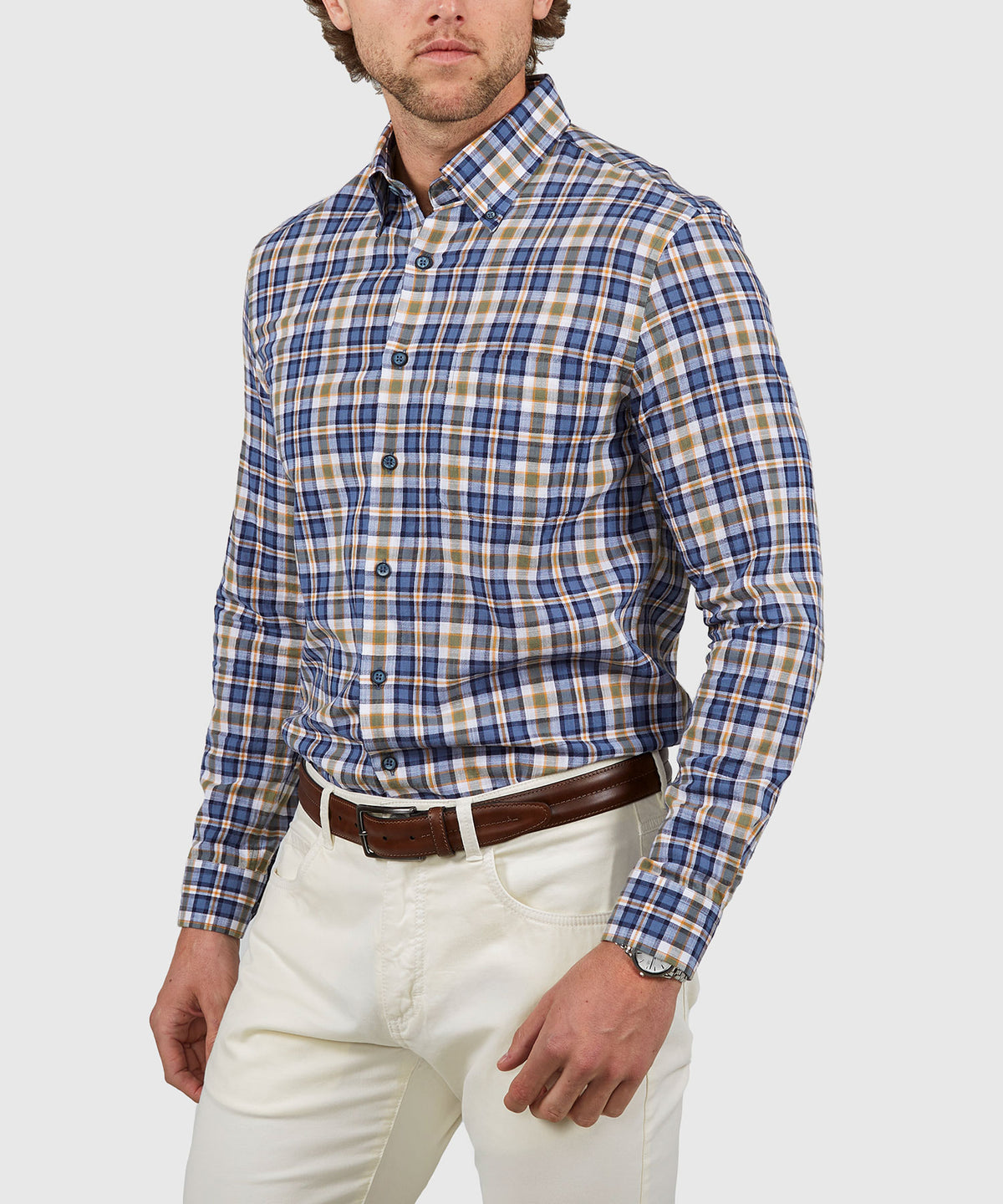 Westport Black Long Sleeve Button Down Collar Plaid Sport Shirt, Men's Big & Tall