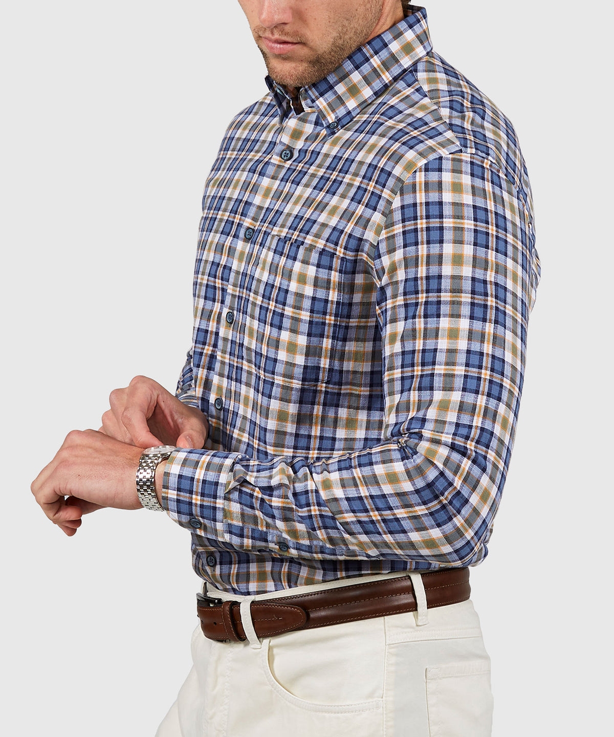 Westport Black Long Sleeve Button Down Collar Plaid Sport Shirt, Men's Big & Tall