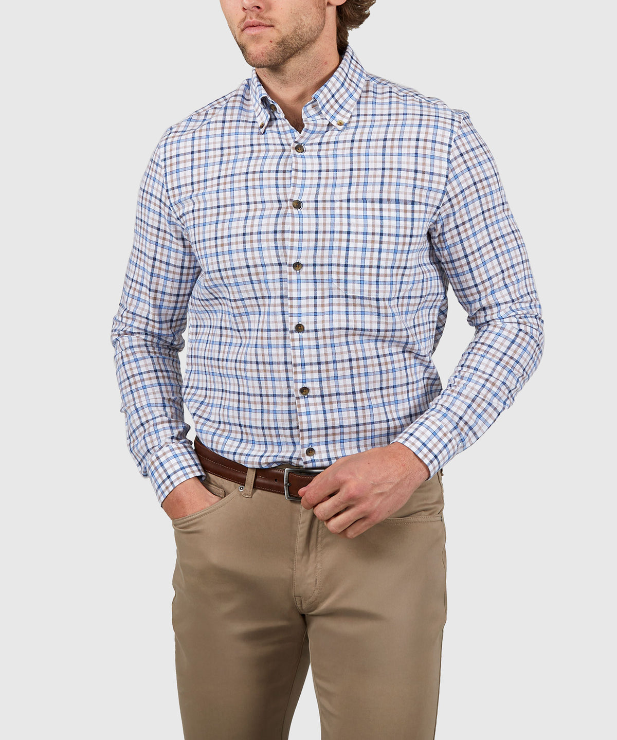 Westport Black Long Sleeve Button Down Collar Plaid Sport Shirt, Men's Big & Tall