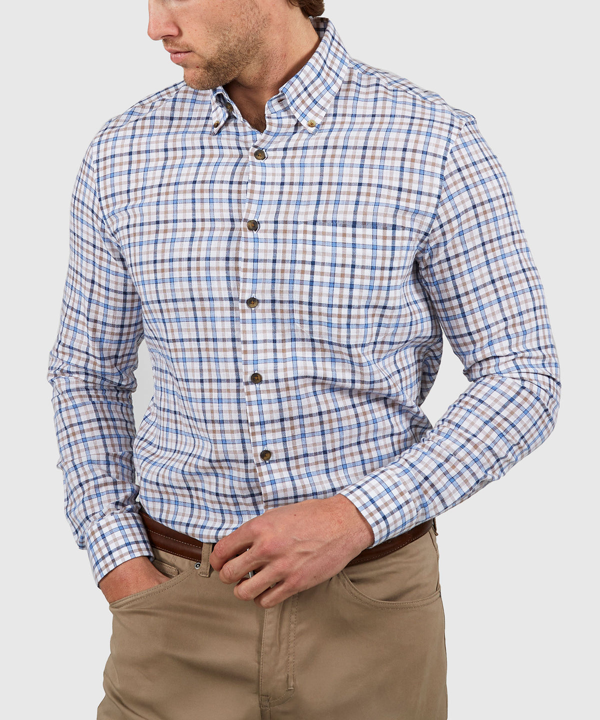 Westport Black Long Sleeve Button Down Collar Plaid Sport Shirt, Men's Big & Tall