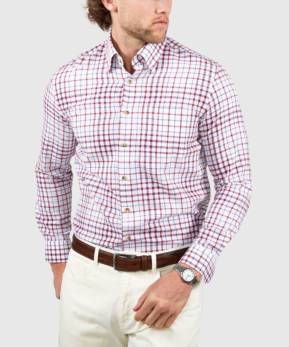 Westport Black Long Sleeve Button Down Collar Plaid Sport Shirt, Men's Big & Tall