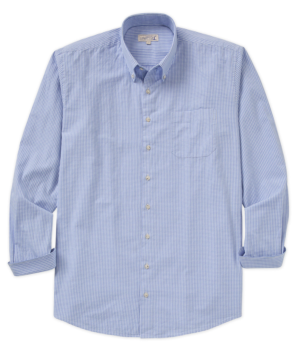 Westport Lifestyle Long Sleeve Button Down Collar Gingham Sport Shirt, Men's Big & Tall