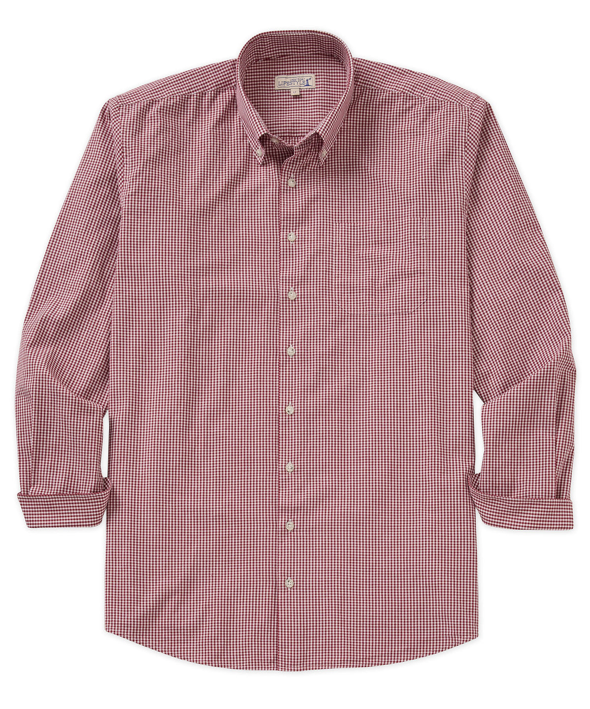 Westport Lifestyle Long Sleeve Button Down Collar Gingham Sport Shirt, Men's Big & Tall