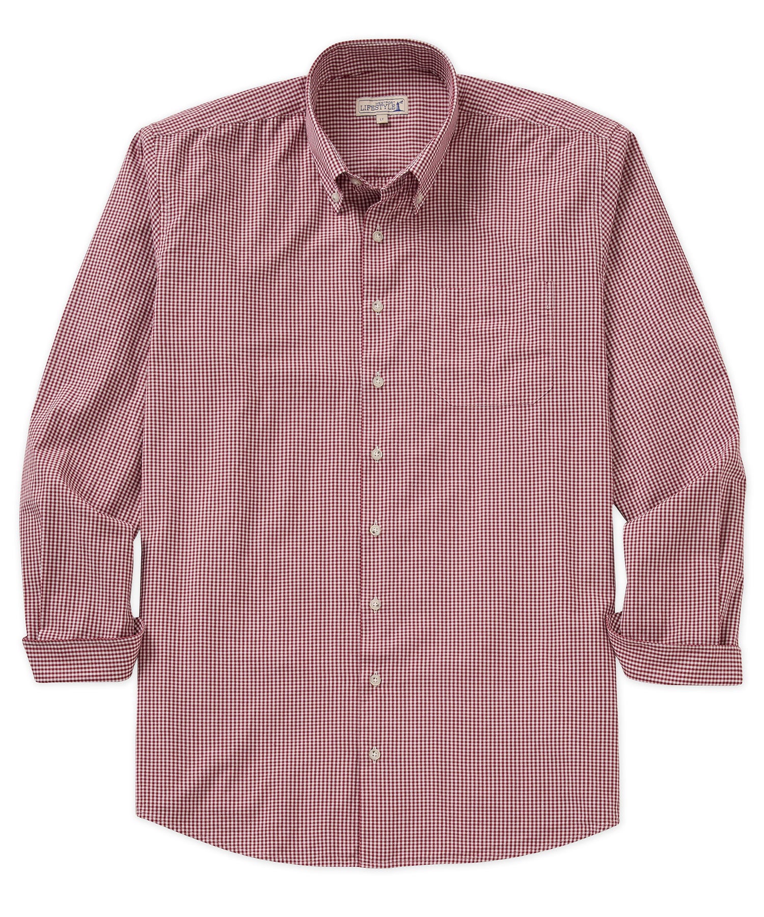Westport Lifestyle Long Sleeve Button Down Collar Gingham Sport Shirt