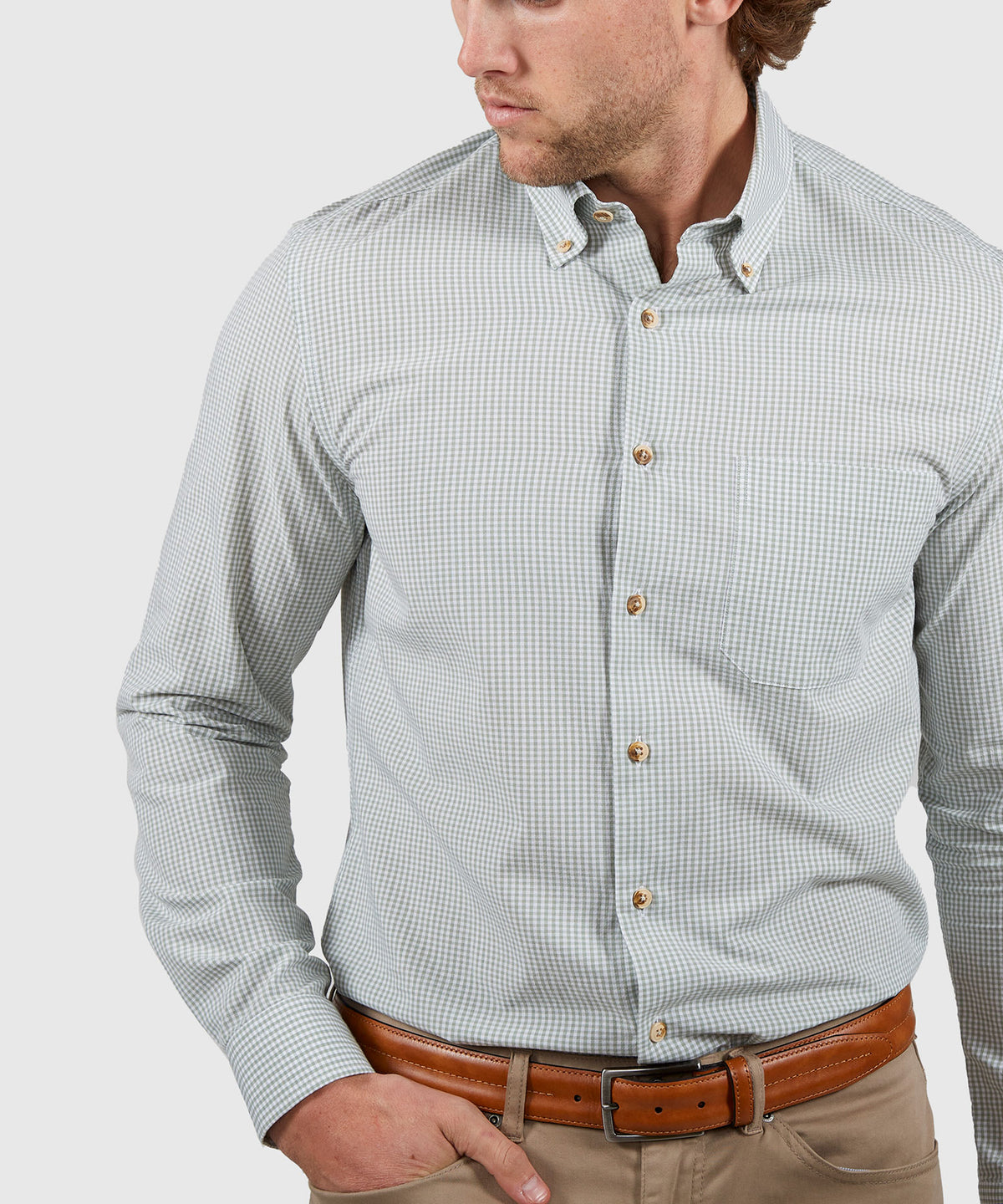 Westport Lifestyle Long Sleeve Button Down Collar Gingham Sport Shirt, Men's Big & Tall