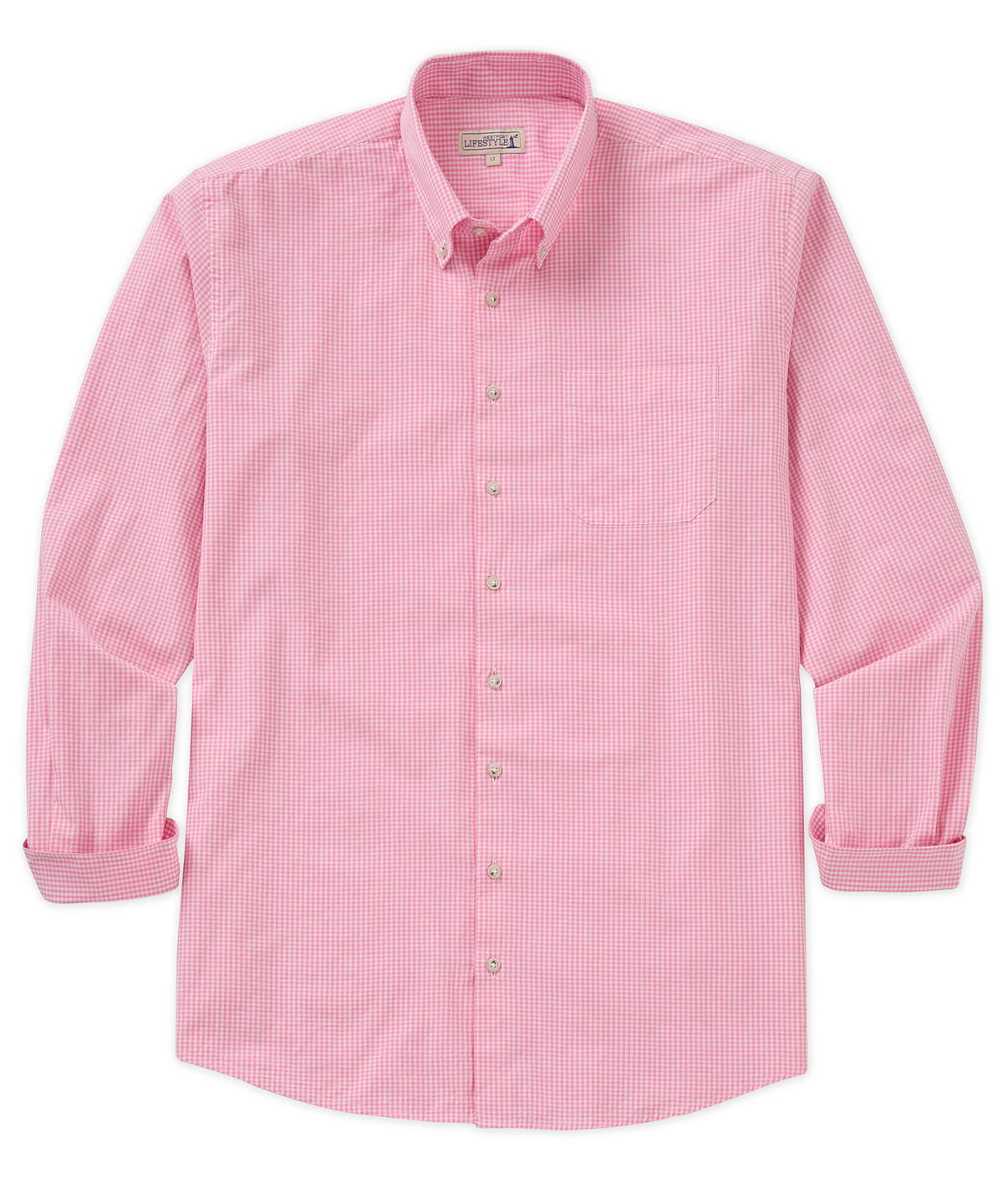 Westport Lifestyle Long Sleeve Button Down Collar Gingham Sport Shirt, Men's Big & Tall
