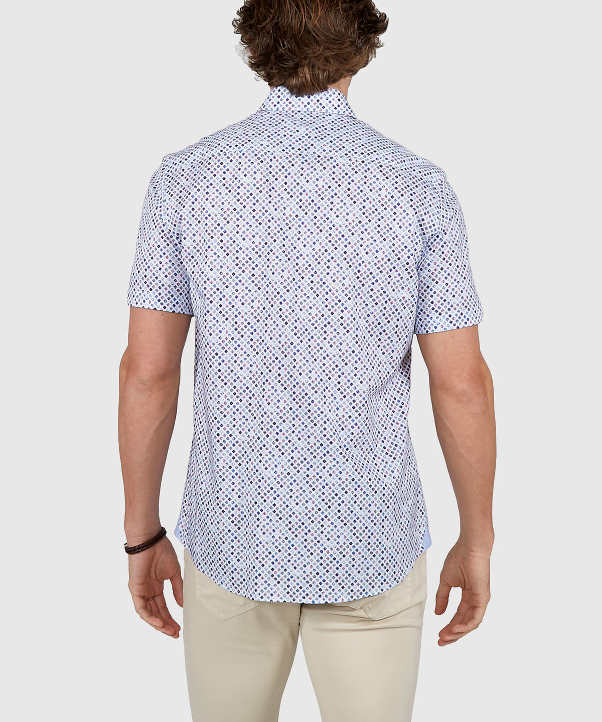 Westport Black Short Sleeve Semi Spread Button Under Collar Print Sport Shirt, Men's Big & Tall
