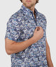 Westport Black Short Sleeve Semi Spread Button Under Collar Print Sport Shirt