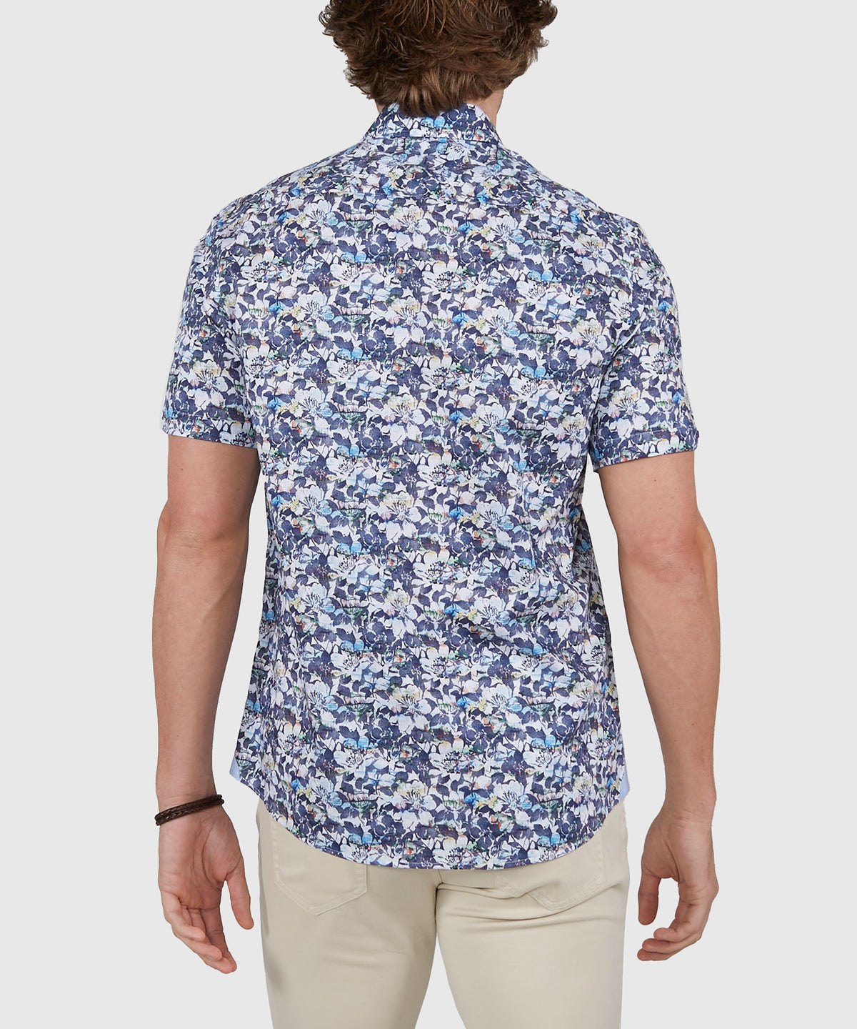 Westport Black Short Sleeve Semi Spread Button Under Collar Print Sport Shirt, Men's Big & Tall