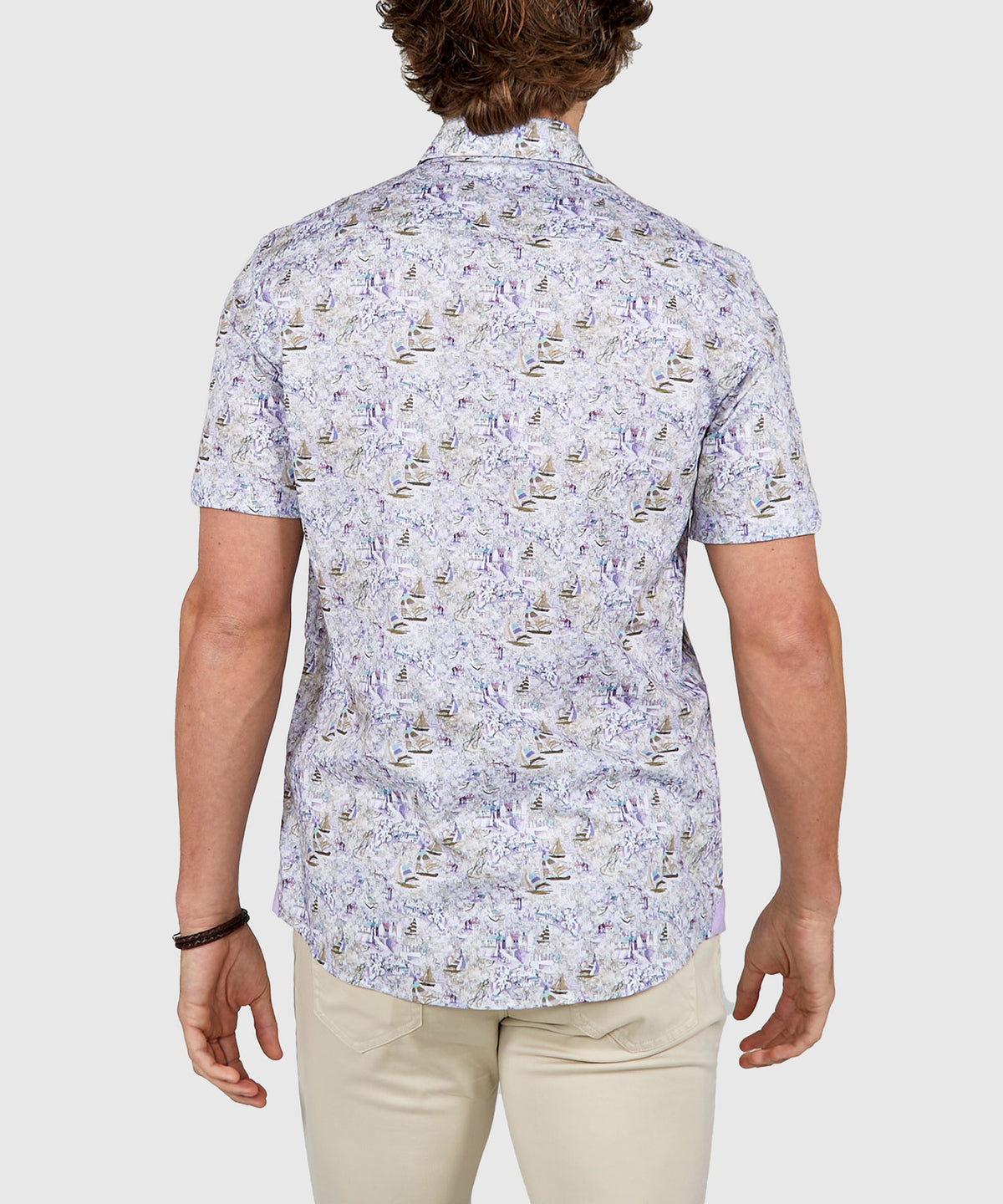Westport Black Short Sleeve Semi Spread Button Under Collar Print Sport Shirt, Men's Big & Tall