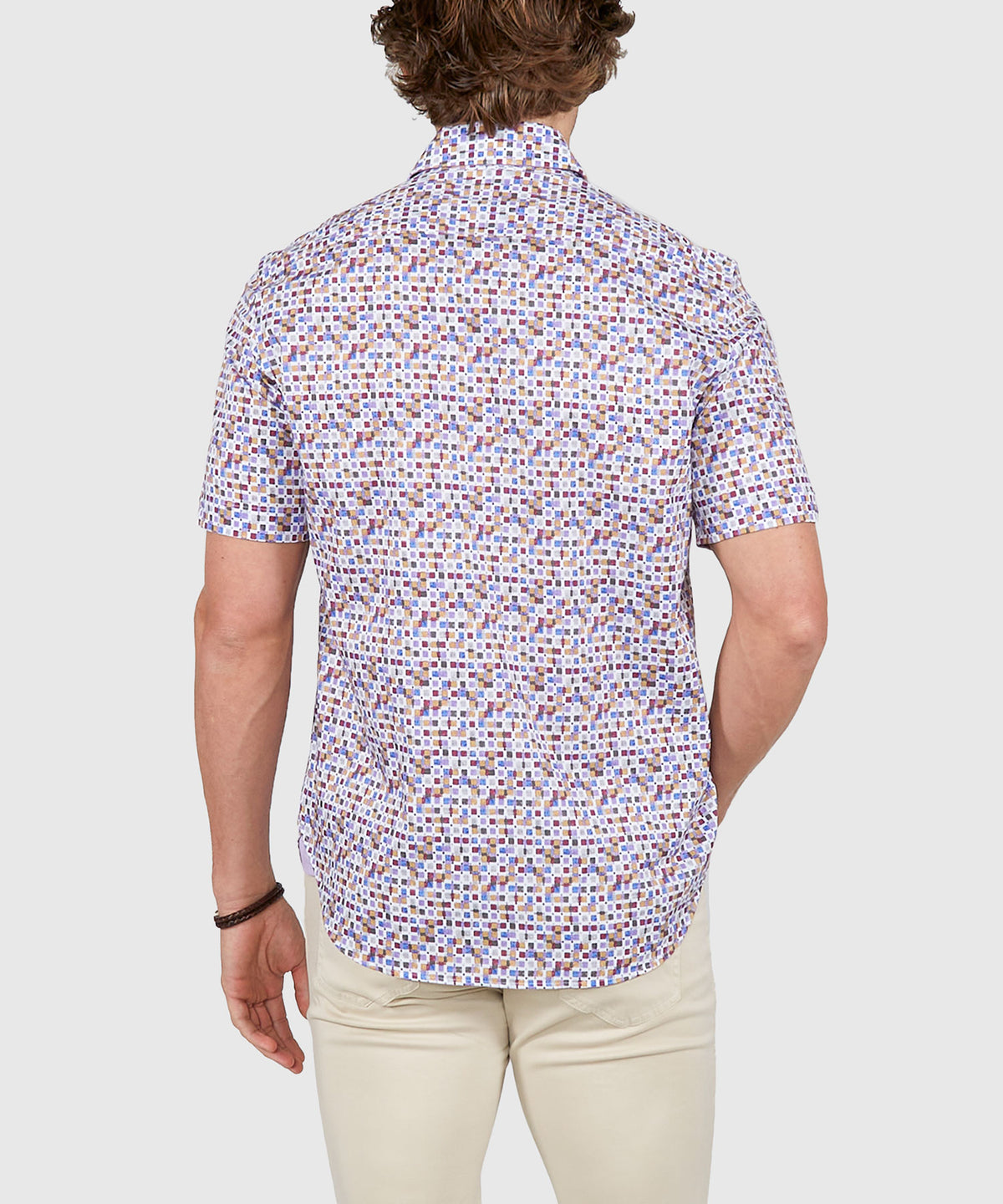 Westport Black Short Sleeve Semi Spread Button Under Collar Print Sport Shirt, Men's Big & Tall