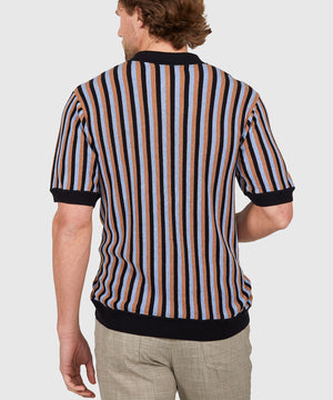 Westport Black Short Sleeve Button Front Polo Knit Shirt
