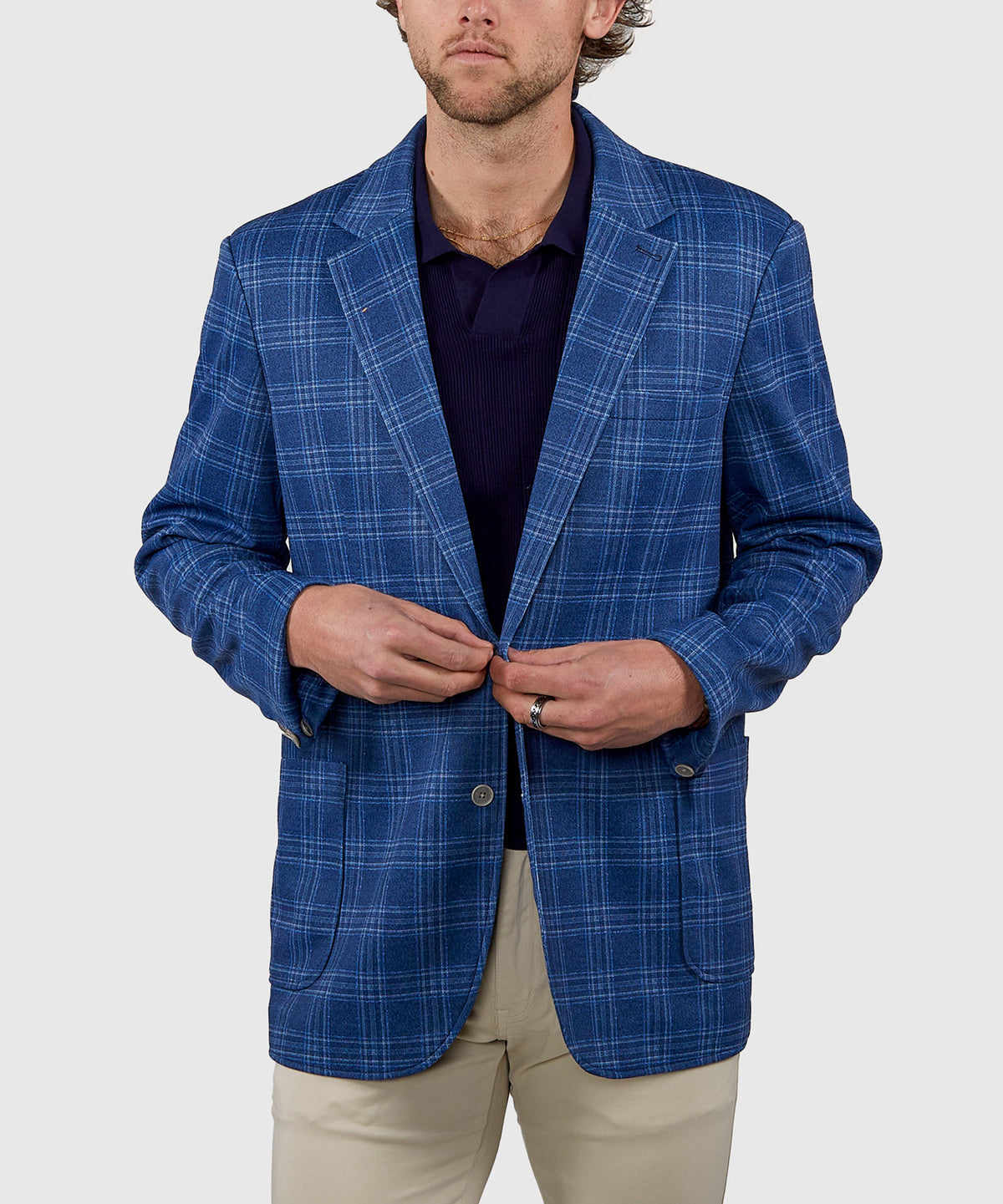 Westport Black Sonoma Two-Button Side-Vent Plaid Sport Coat, Men's Big & Tall