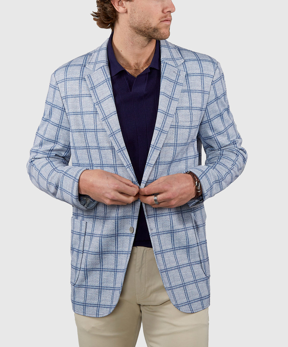Westport Black Sonoma Two-Button Side-Vent Plaid Sport Coat, Men's Big & Tall