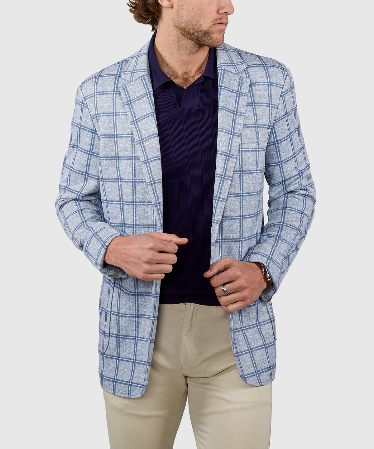 Westport Black Sonoma Two-Button Side-Vent Plaid Sport Coat, Men's Big & Tall