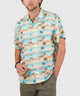 Westport Black Beach Print Short Sleeve Linen Camp Shirt