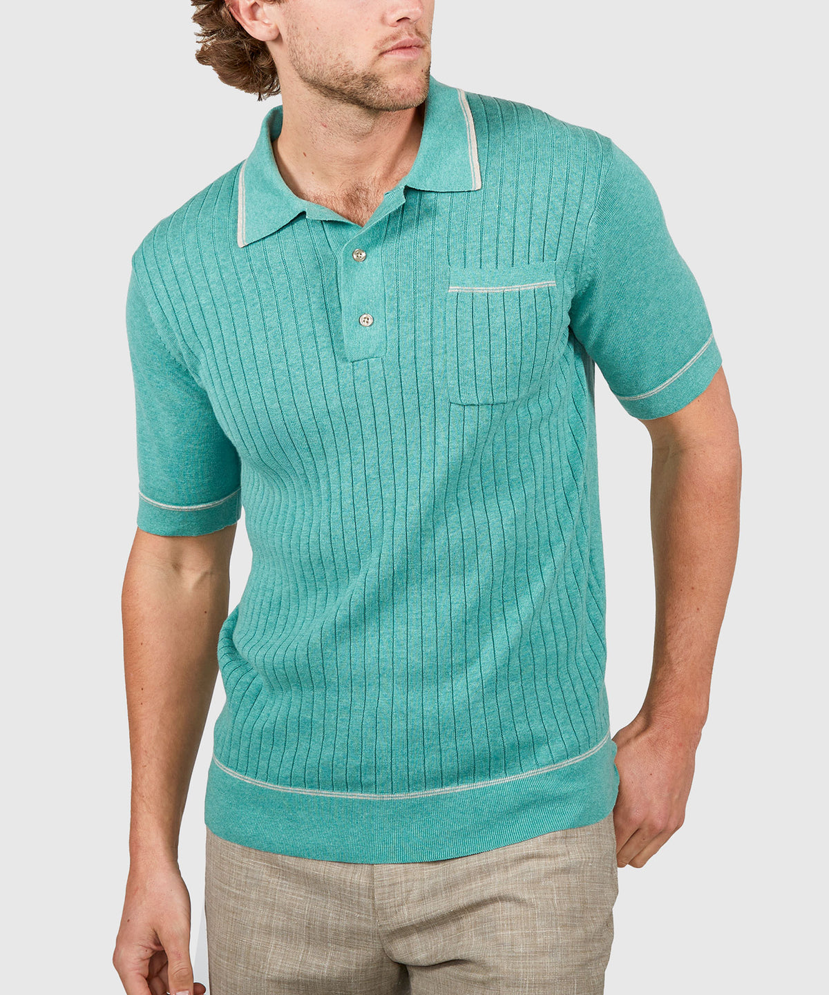 Westport Black Short Sleeve Amici Ribbed Knit Polo Shirt, Men's Big & Tall