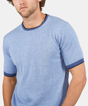 Westport Black Short Sleeve Retro Tipped Crew Neck Knit Shirt