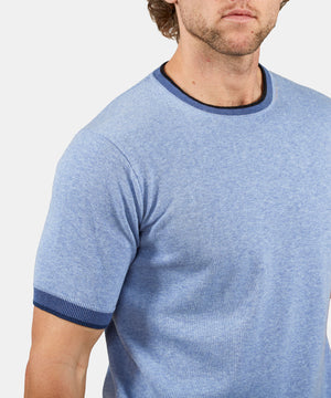 Westport Black Short Sleeve Retro Tipped Crew Neck Knit Shirt