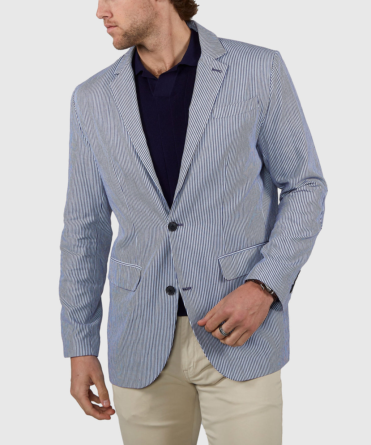 Westport Black Savannah Striped Twill Sport Coat, Men's Big & Tall