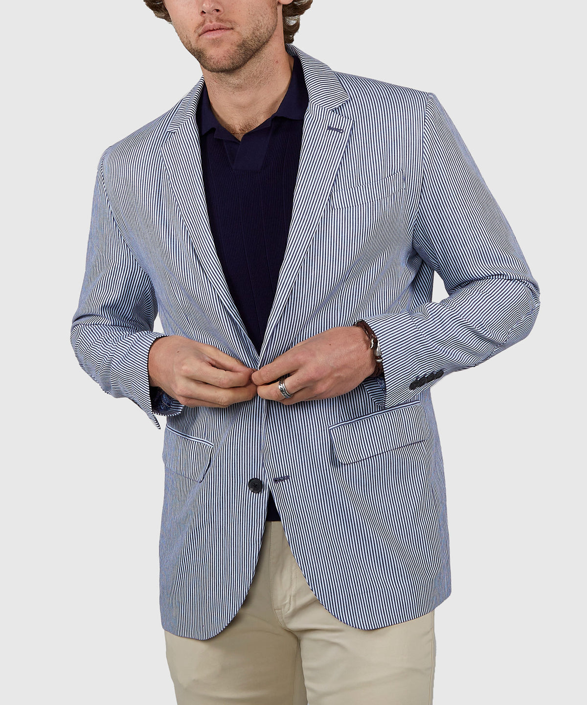 Westport Black Savannah Striped Twill Sport Coat, Men's Big & Tall