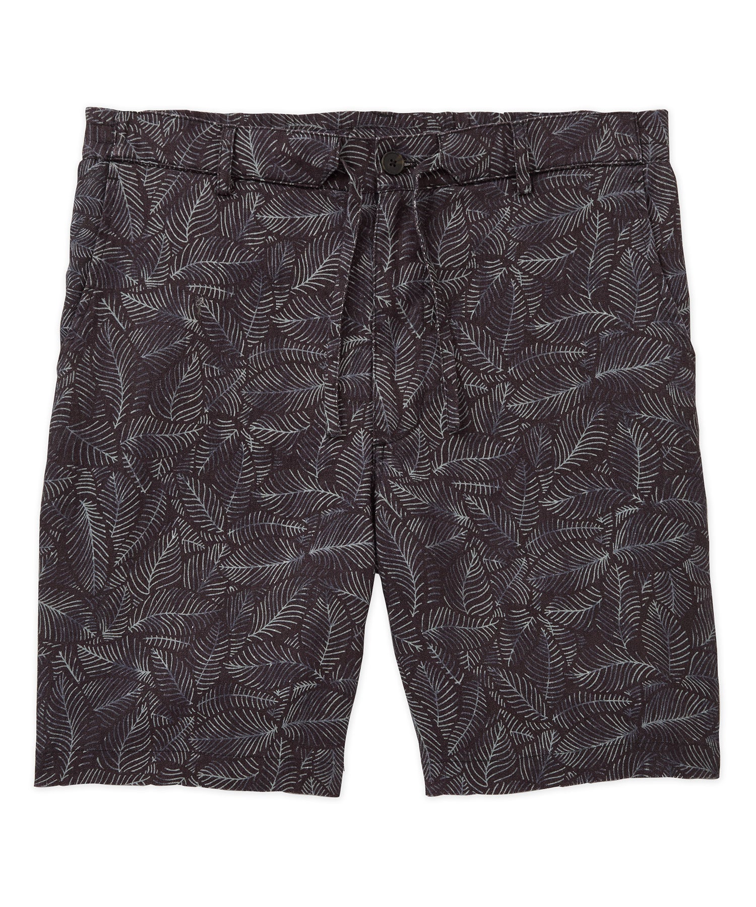 Westport Black Southport Leaf Print Linen Drawcord Short, Men's Big & Tall