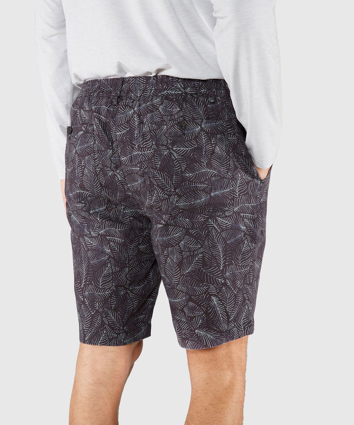 Westport Black Southport Leaf Print Linen Drawcord Short, Men's Big & Tall