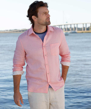 Westport Black Long Sleeve Southport Solid Linen Sport Shirt