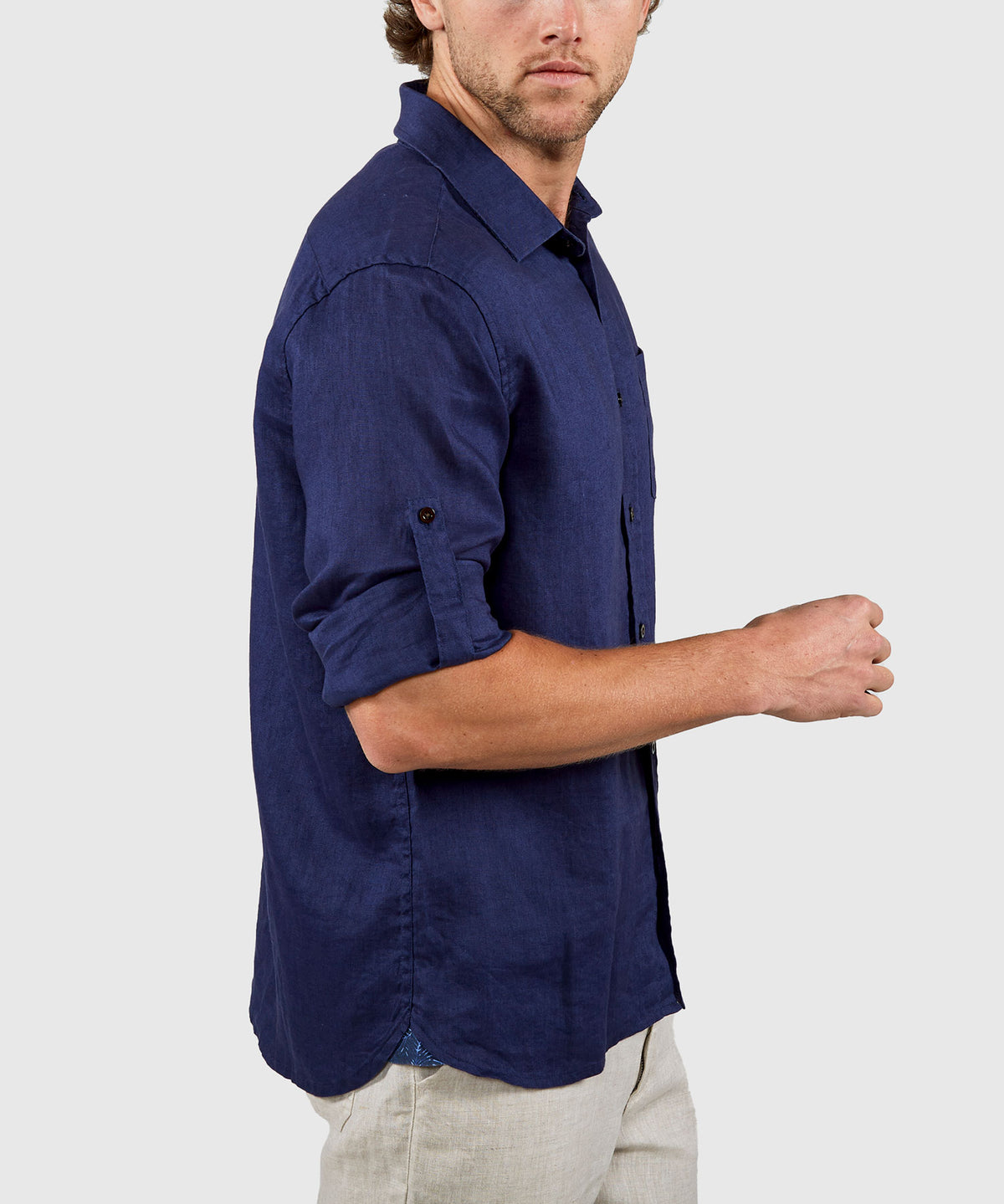 Westport Black Long Sleeve Southport Solid Linen Sport Shirt, Men's Big & Tall
