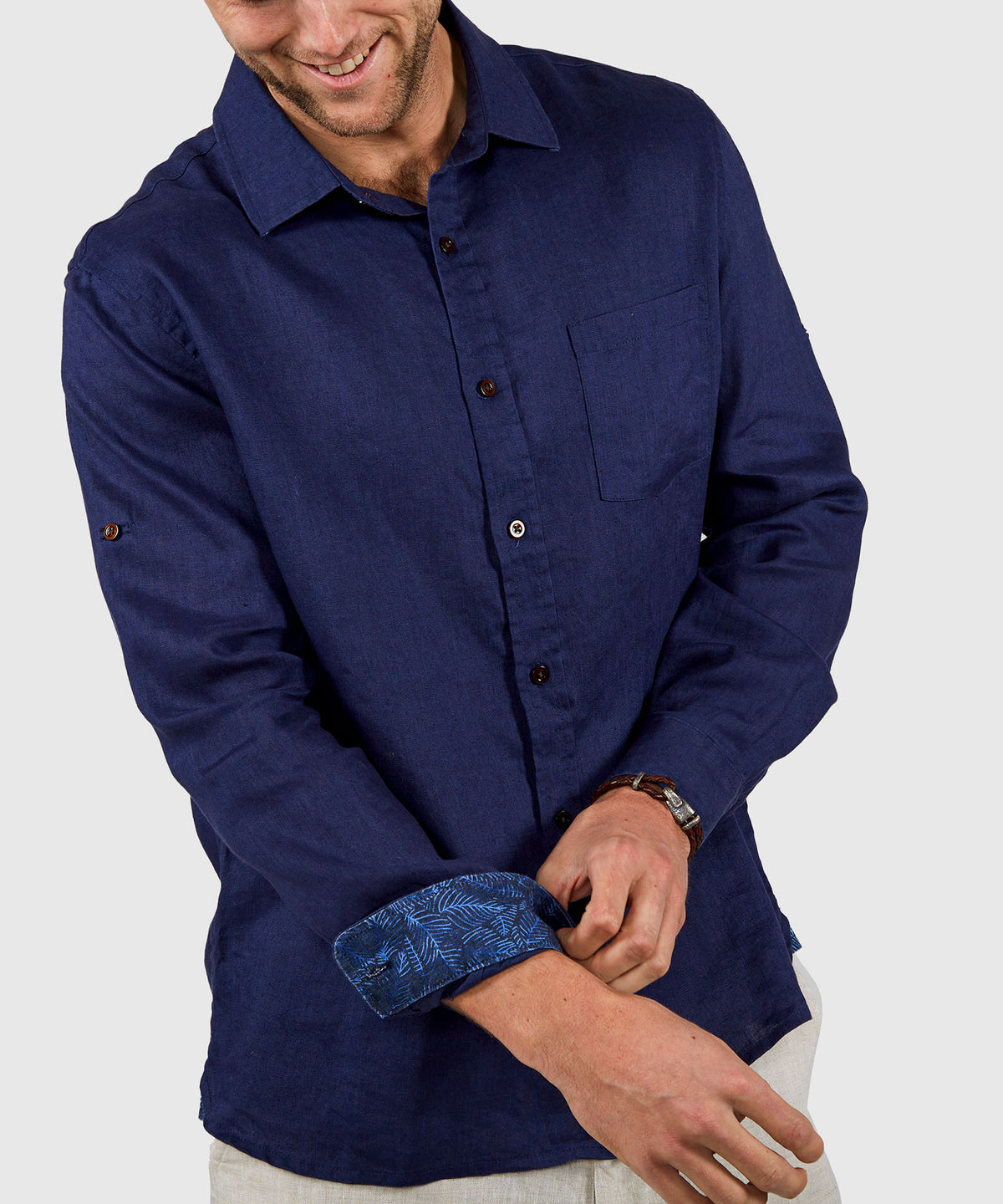 Westport Black Long Sleeve Southport Solid Linen Sport Shirt, Men's Big & Tall