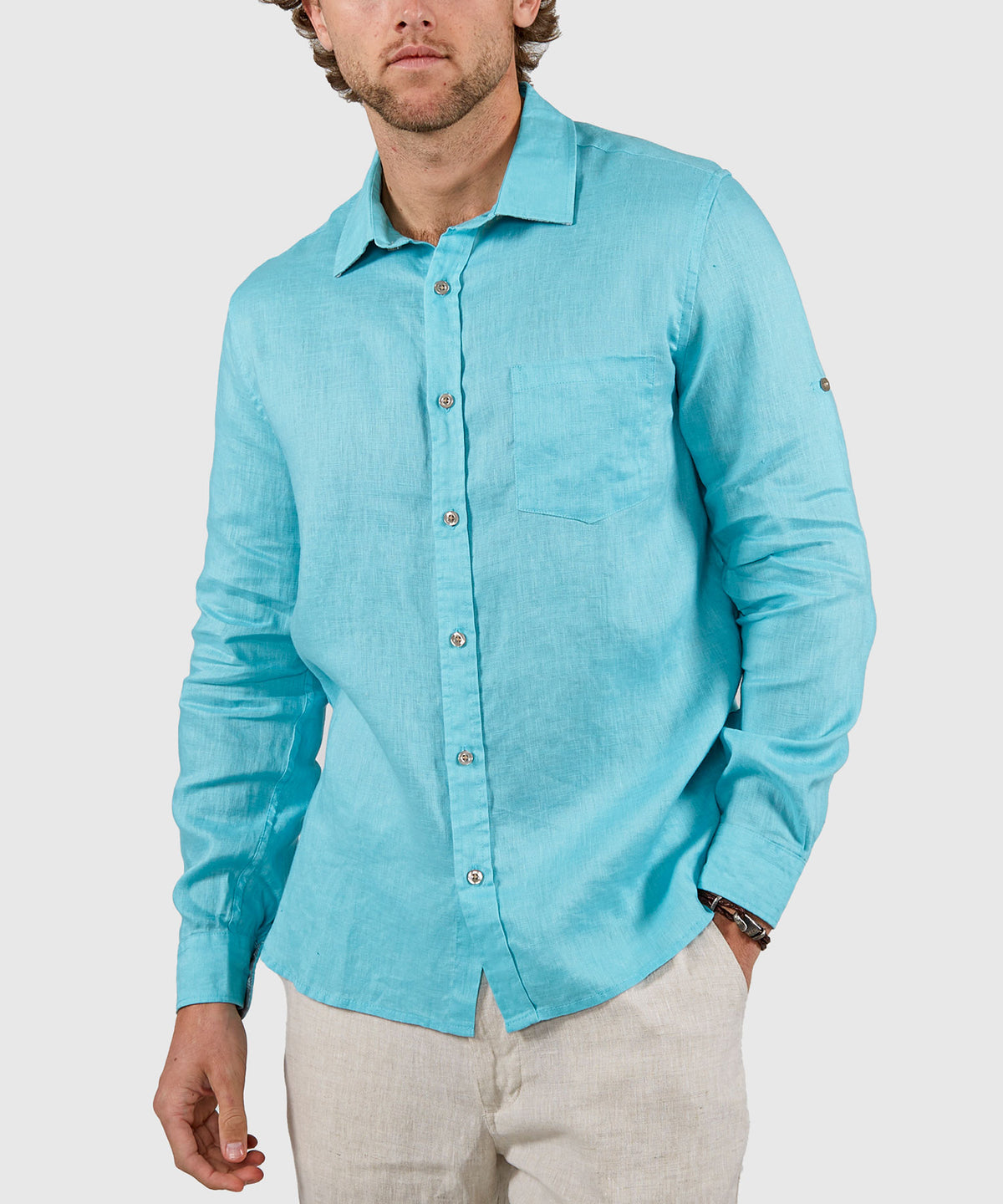 Westport Black Long Sleeve Southport Solid Linen Sport Shirt, Men's Big & Tall