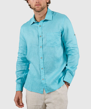 Westport Black Long Sleeve Southport Solid Linen Sport Shirt