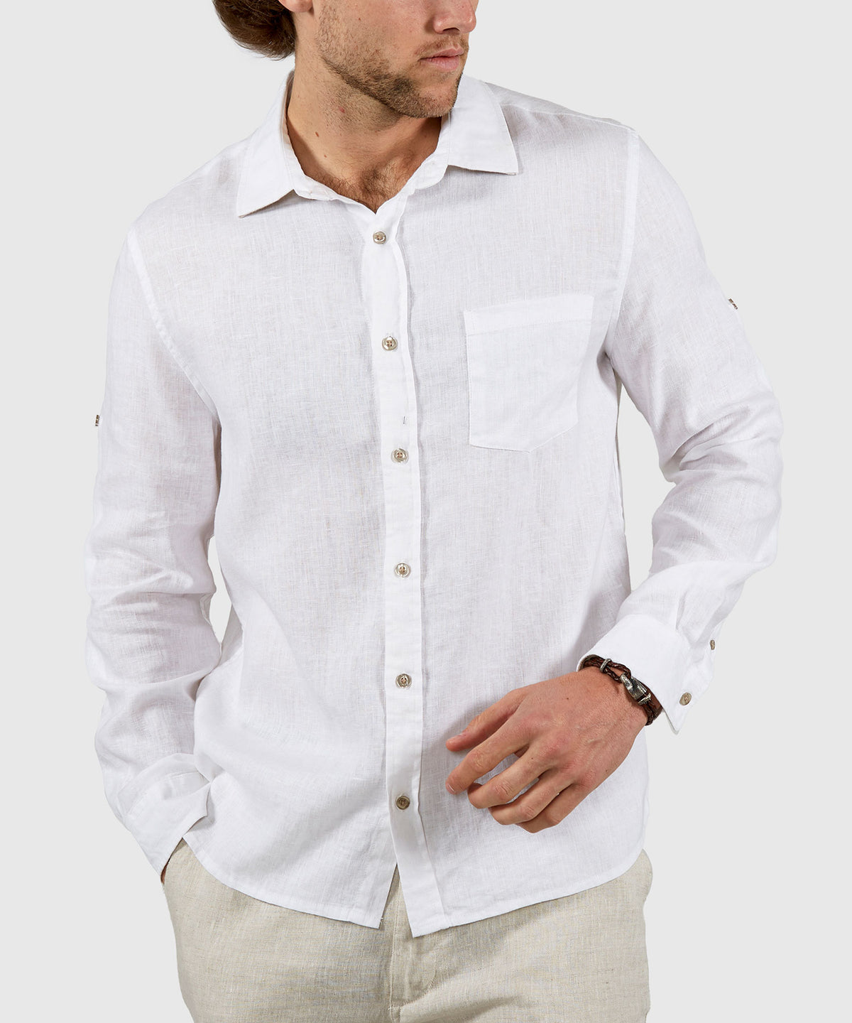 Westport Black Long Sleeve Southport Solid Linen Sport Shirt, Men's Big & Tall