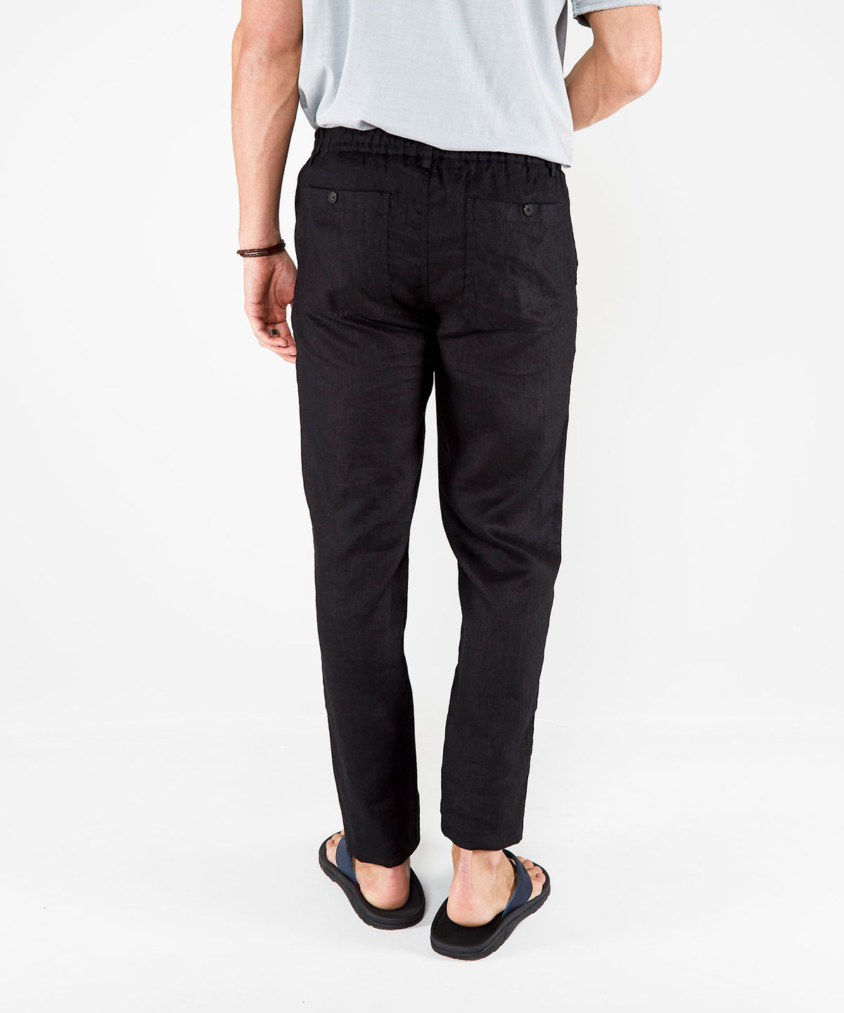 Westport Black Southport Linen Drawcord Pant, Men's Big & Tall