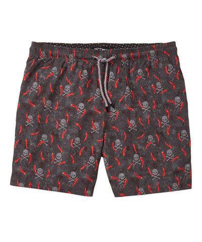Westport Black Chili Print Hampton Swim Trunk, Men&#39;s Big &amp; Tall