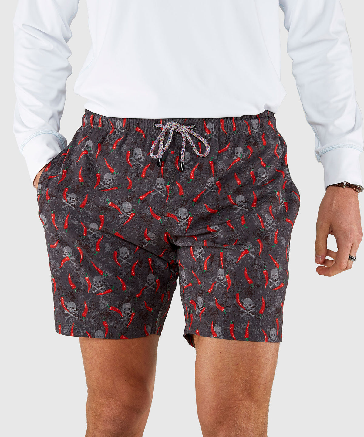 Westport Black Chili Print Hampton Swim Trunk, Men's Big & Tall