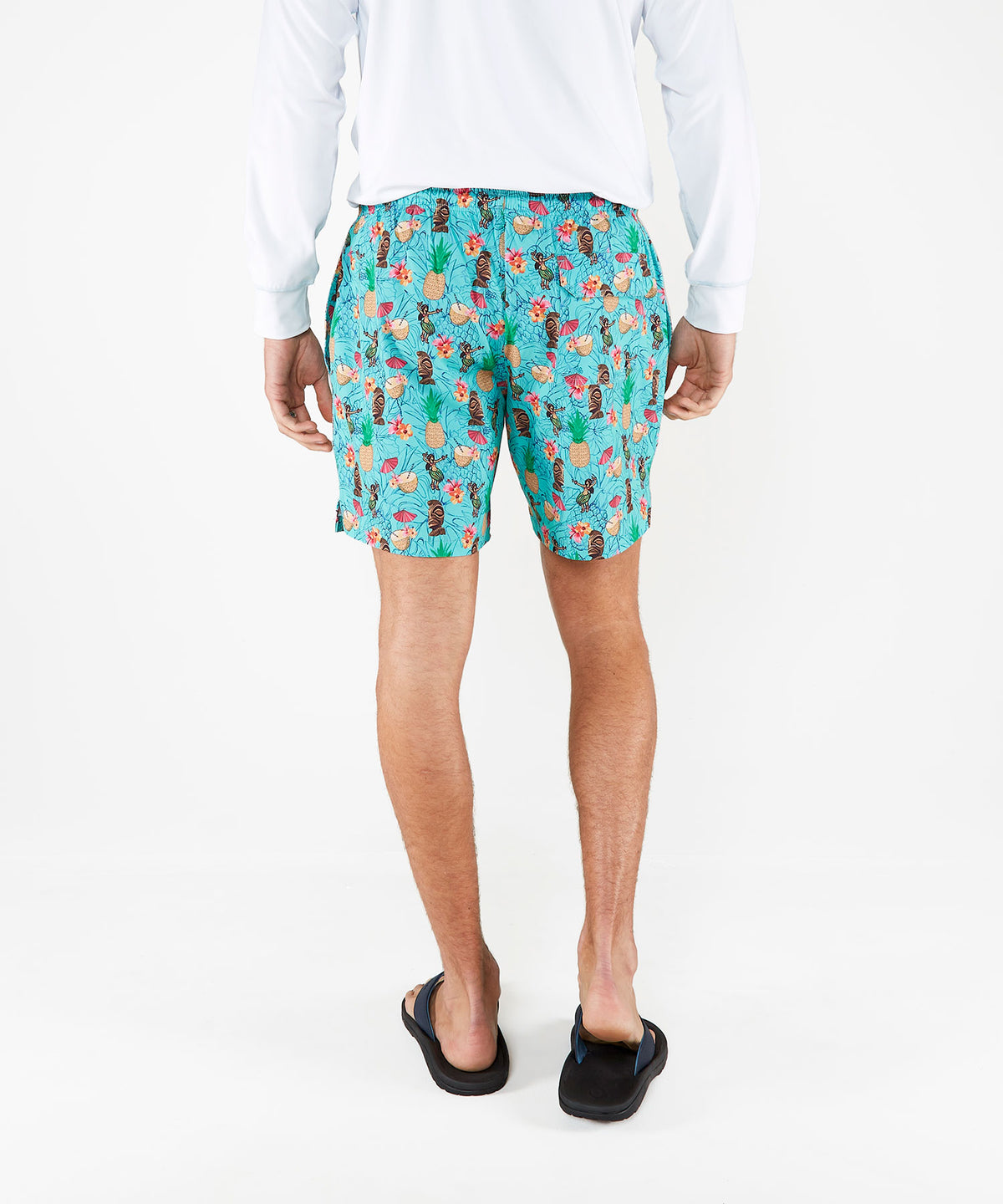 Westport Black Aloha Print Hampton Swim Trunk, Men's Big & Tall